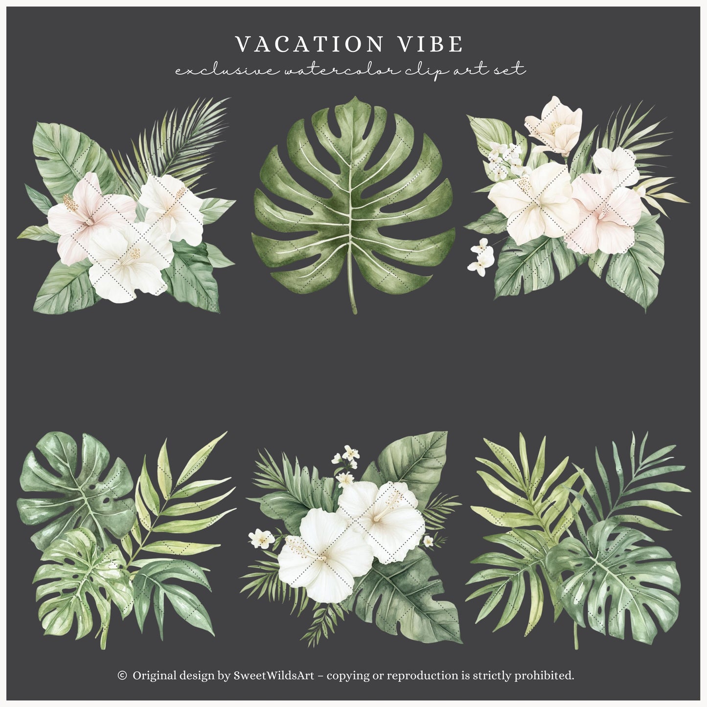 Vacation Vibe - Floral Arrangements, Summer Tropical Floral, Vacation | 20 PNG