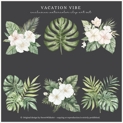 Vacation Vibe - Floral Arrangements, Summer Tropical Floral, Vacation | 20 PNG