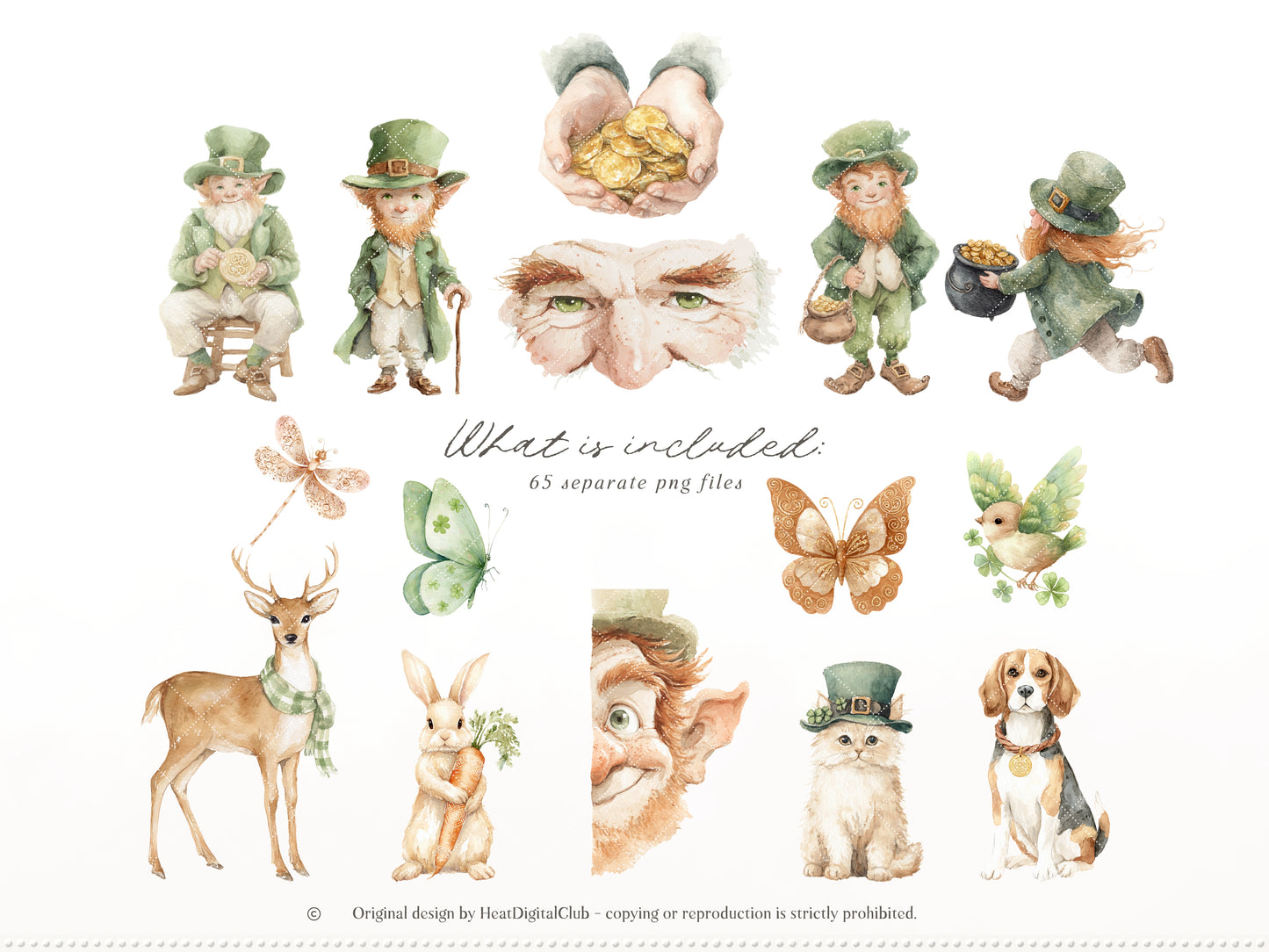 Lucky Archive - St. Patrick’s Day Clipart, Leprechaun, Clover, Shamrock Patterns, Irish Cottage, Rainbow | 75 PNG/JPEG