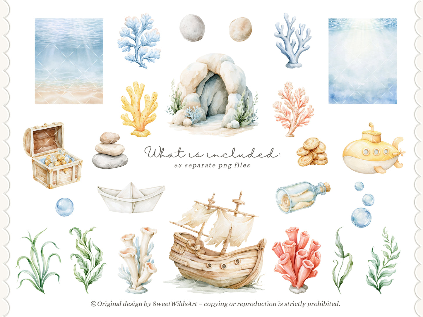 Seaside Friends - Watercolor Sea Animals Clipart, Underwater Animals, Nursery, Cute Baby Animals, Baby Shower  | 71 PNG/JPEG