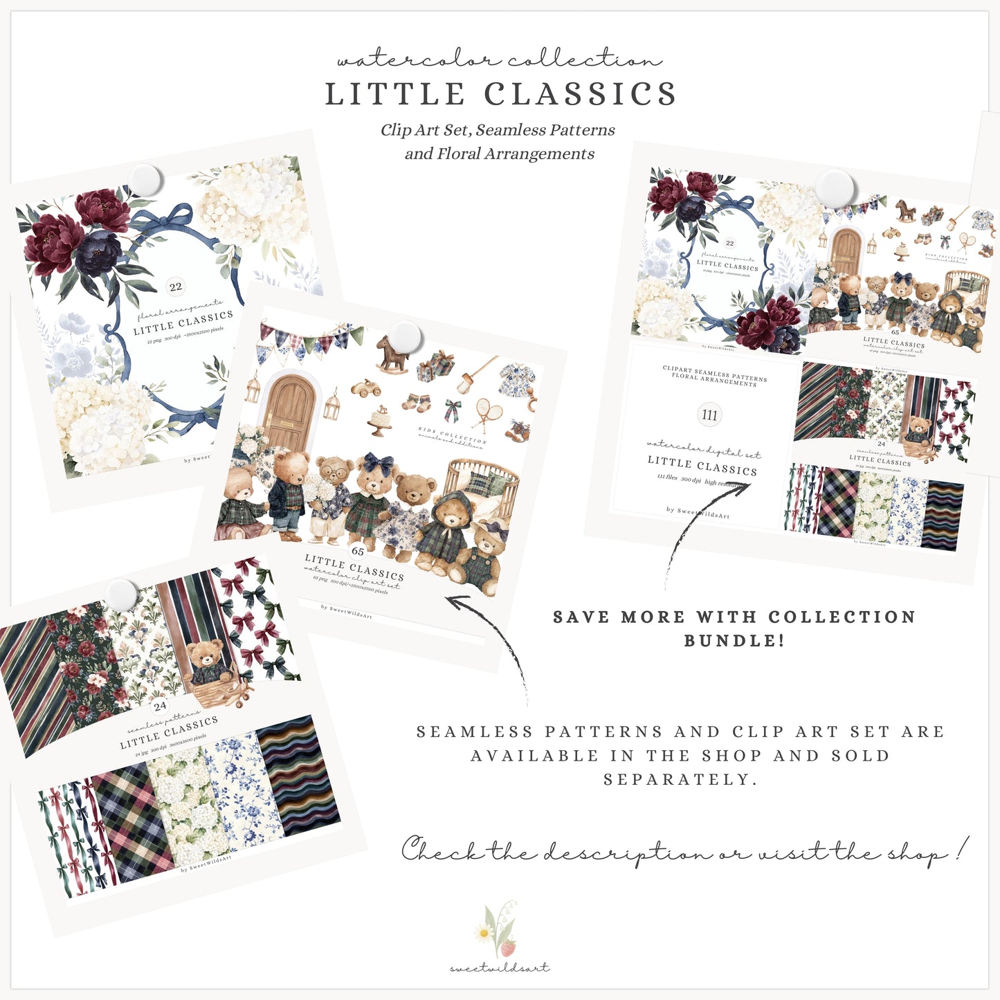 Little Classics - Watercolor Floral Arrangements, Chinoiserie, Beige Hydrangeas | 22 PNG
