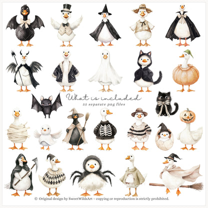 Honk or Haunt - Halloween Goose , Cute Spooky Geese, Silly Goose | 55 PNG
