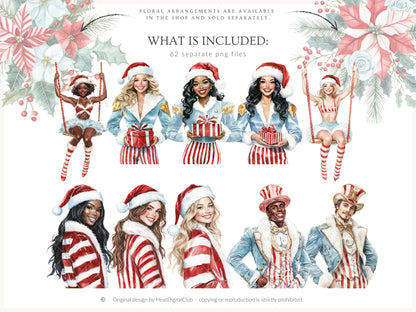 Holiday Circus - Christmas Clipart, Cute Festive Animals, Holiday Carnival  | 62 PNG