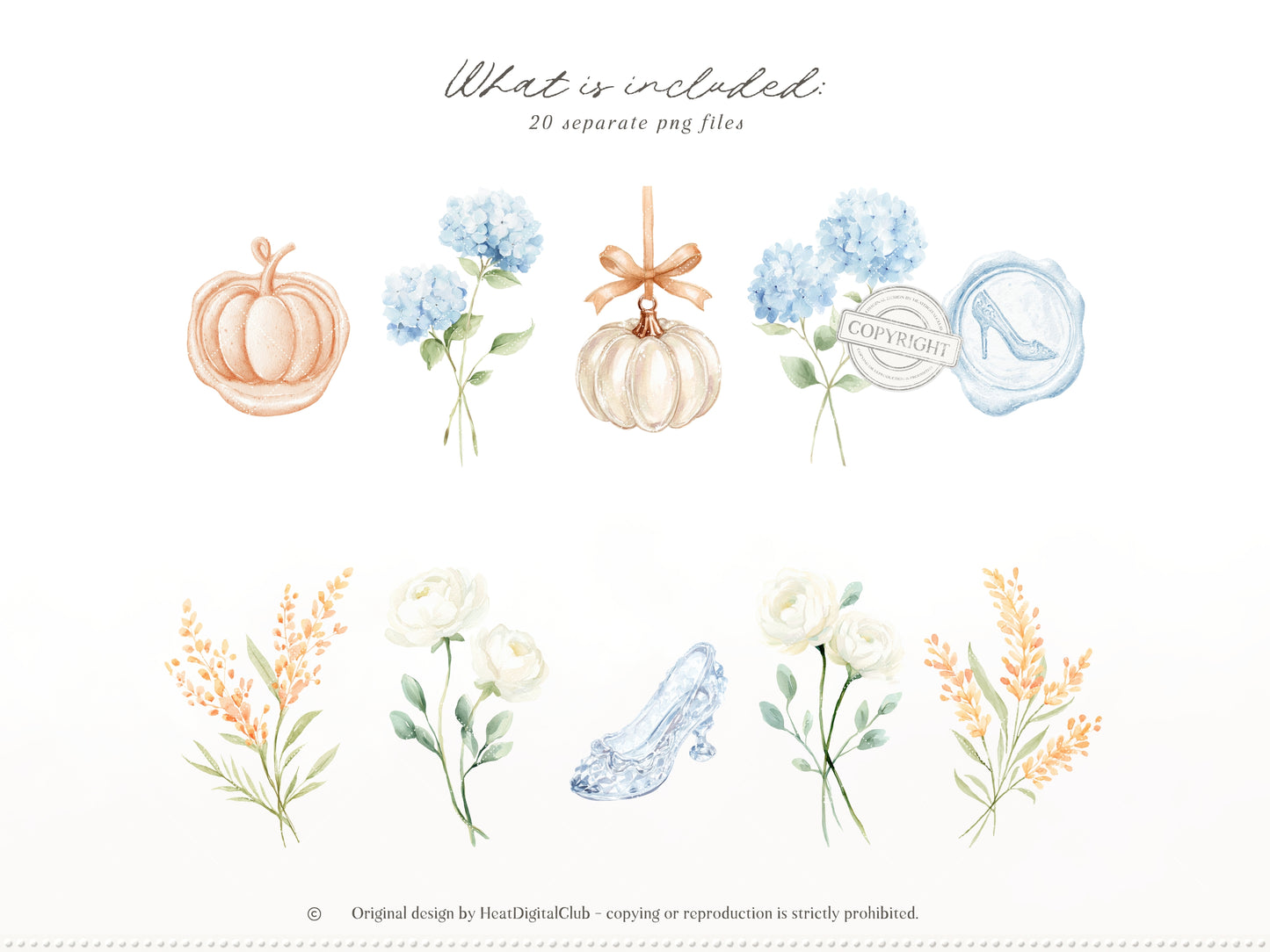 Modern Cinderella -  Floral Arrangements, Blue Hydrangea, White Roses , French Floral, Romantic Flowers | 20 PNG