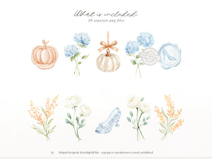 Modern Cinderella -  Floral Arrangements, Blue Hydrangea, White Roses , French Floral, Romantic Flowers | 20 PNG