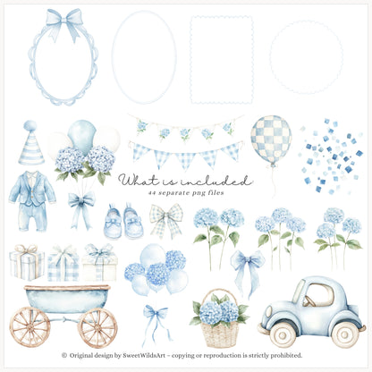 Boy Goose - Clipart, Blue Silly Goose, Coquette Nursery, Birthday | 44 PNG