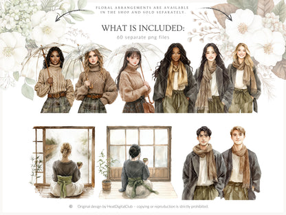 Rainy Kyoto - Japanese Aesthetic Clipart, Cozy Rainy City, Kyoto Travel, Japan | 60 PNG