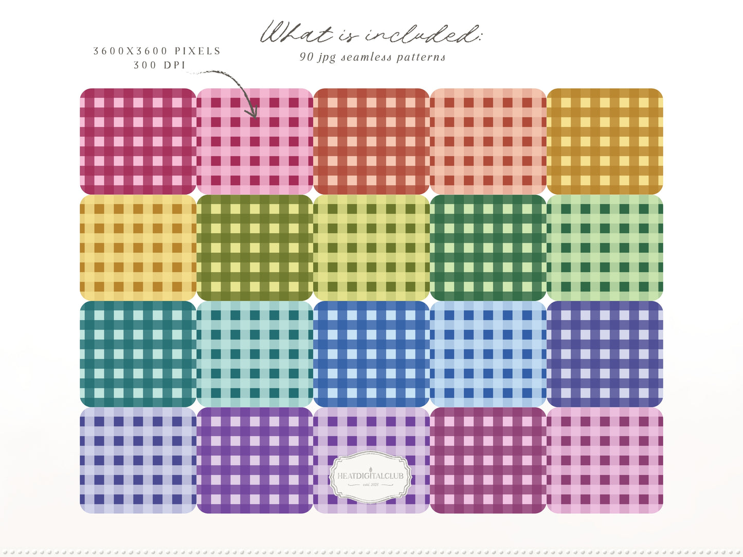 Dopamine Checks - Colorful Modern Plaid Seamless Patterns, Paper Collection | 90 JPEG