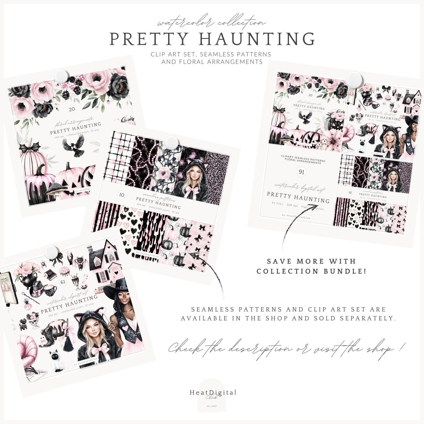 Pretty Haunting - Halloween Floral Arrangements, Gothic Pumpkins, Jack o Lantern | 20 PNG