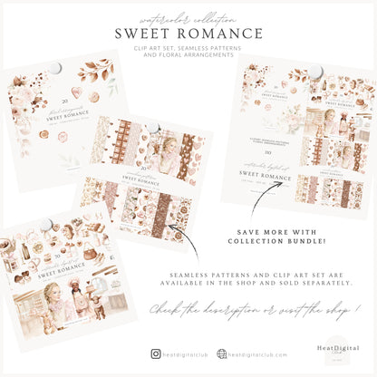 Sweet Romance -  Floral Arrangements, Valentine's Day, Soft Pink Beige Flowers, Romantic | 20 PNG
