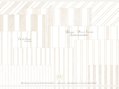 Beige Heirloom - Seamless Patterns, Classic Stripe Gingham Damask Bows, Elegant Neutral Digital Paper | 20 JPEG