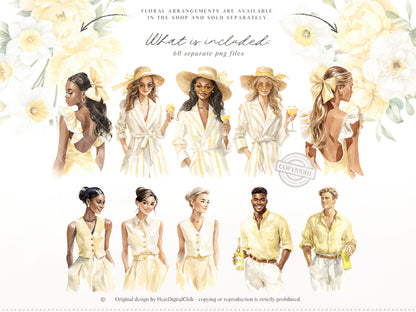 Summer Aperitivo - Italian Lemon Clipart, Limoncello Aesthetic, Citrus, Mediterranean Travel | 60 PNG