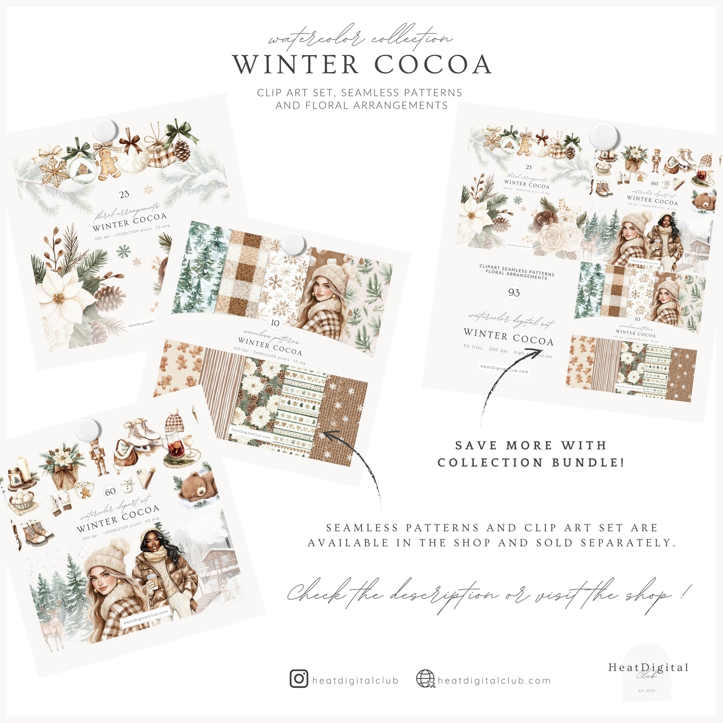 Winter Cocoa - Floral Arrangements Clipart, Elegant Flowers & Christmas Ornaments | 23 PNG