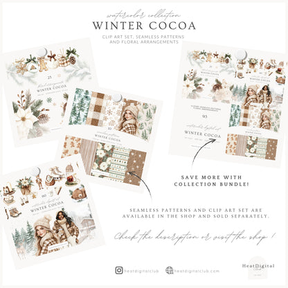 Winter Cocoa - Floral Arrangements Clipart, Elegant Flowers & Christmas Ornaments | 23 PNG
