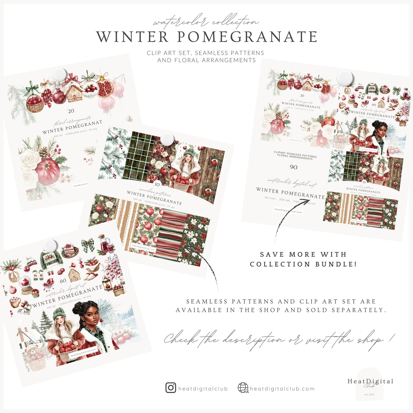 Winter Pomegranate - Floral Arrangements, Christmas Bouquets & Ornaments | 20 PNG