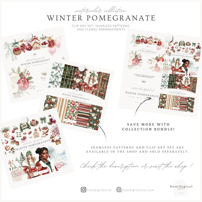 Winter Pomegranate - Floral Arrangements, Christmas Bouquets & Ornaments | 20 PNG