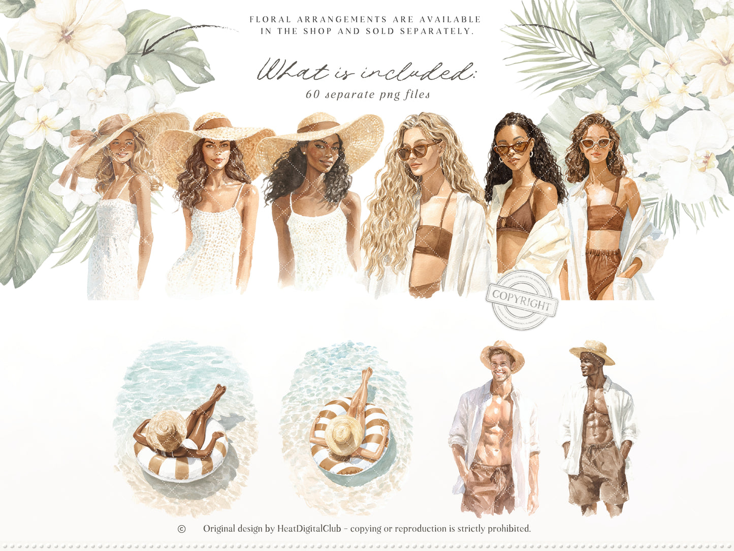 Coconut Dune - Tropical Summer Clipart, Beach Aesthetic, Neutral Coastal Elements, Resort Vacation | 60 PNG