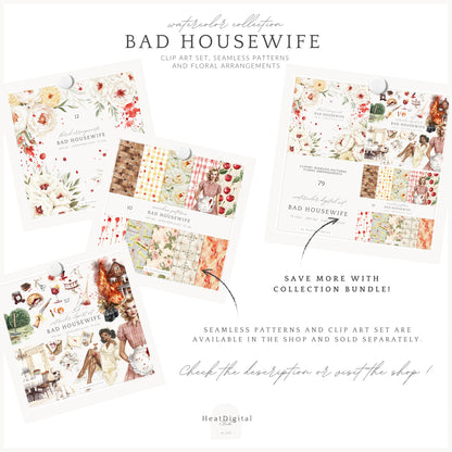 Bad Housewife - Floral Arrangements, Dark Feminine, Creepy Peony | 12 PNG
