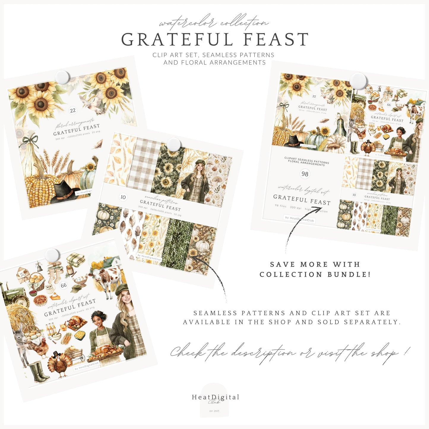 Grateful Feast - Floral Arrangements, Sunflower, Fall, Pumpkin, Autumn Harvest | 22 PNG