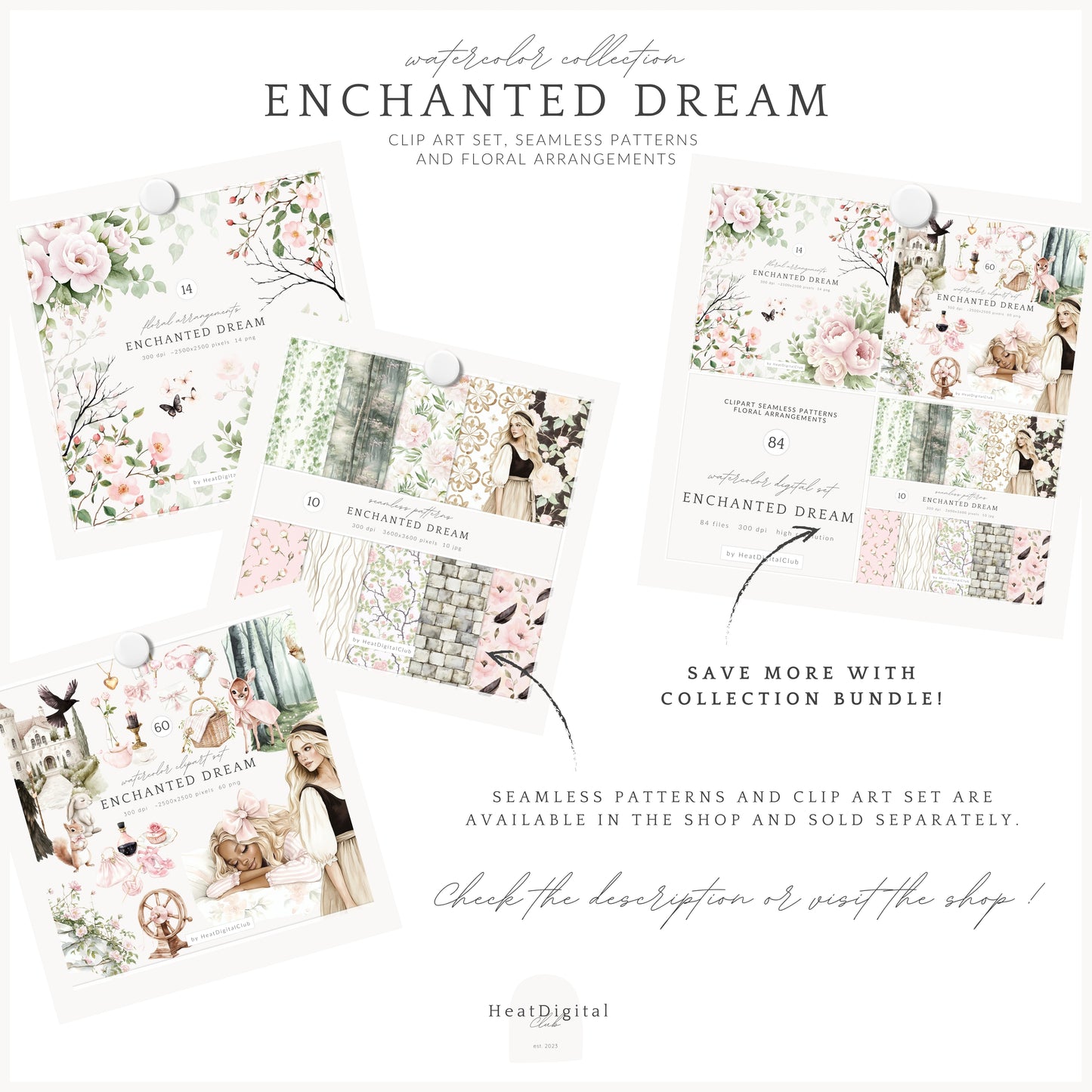 Enchanted Dream - Floral Arrangements Clipart, Wild Rose | 14 PNG