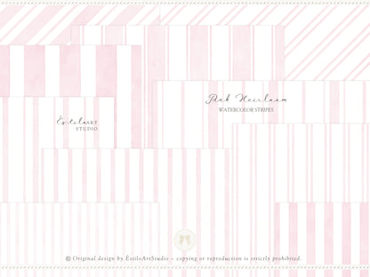 Pink Heirloom - Seamless Patterns, Classic Stripe Gingham Damask Bows Repeating, Elegant Pink Digital Paper | 20 JPEG