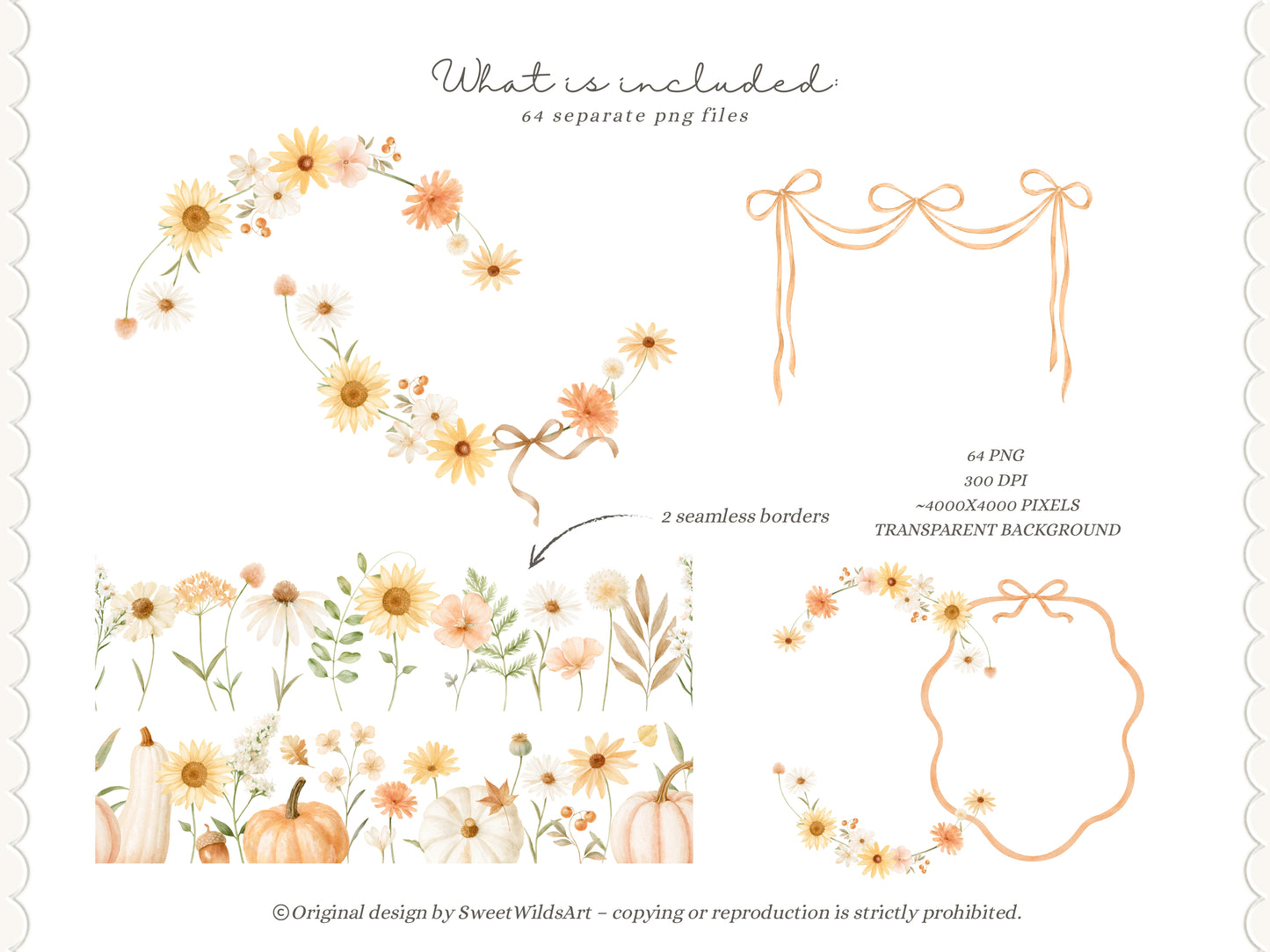 Fall Wilds - Watercolor Flowers Clipart, Autumn Meadow Floral,  Baby Shower Elements | 70 PNG/JPEG