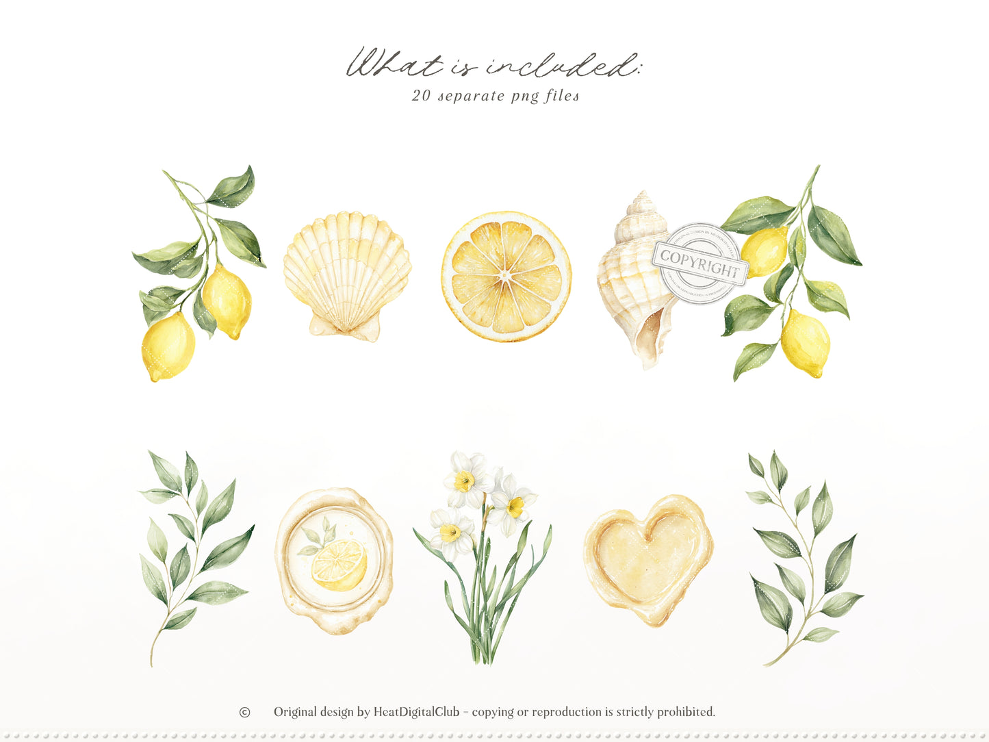 Summer Aperitivo - Floral Arrangements Clipart, Italian Citrus Flowers, Narcissus Bouquet, Yellow Botanical | 20 PNG