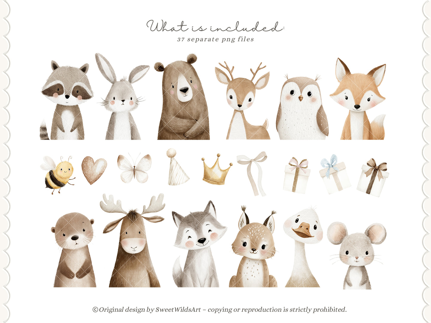 Spring Woodland Faces - Clipart, Spring Forest Portraits, Cute Baby Animals, Nursery | 43 PNG/JPEG