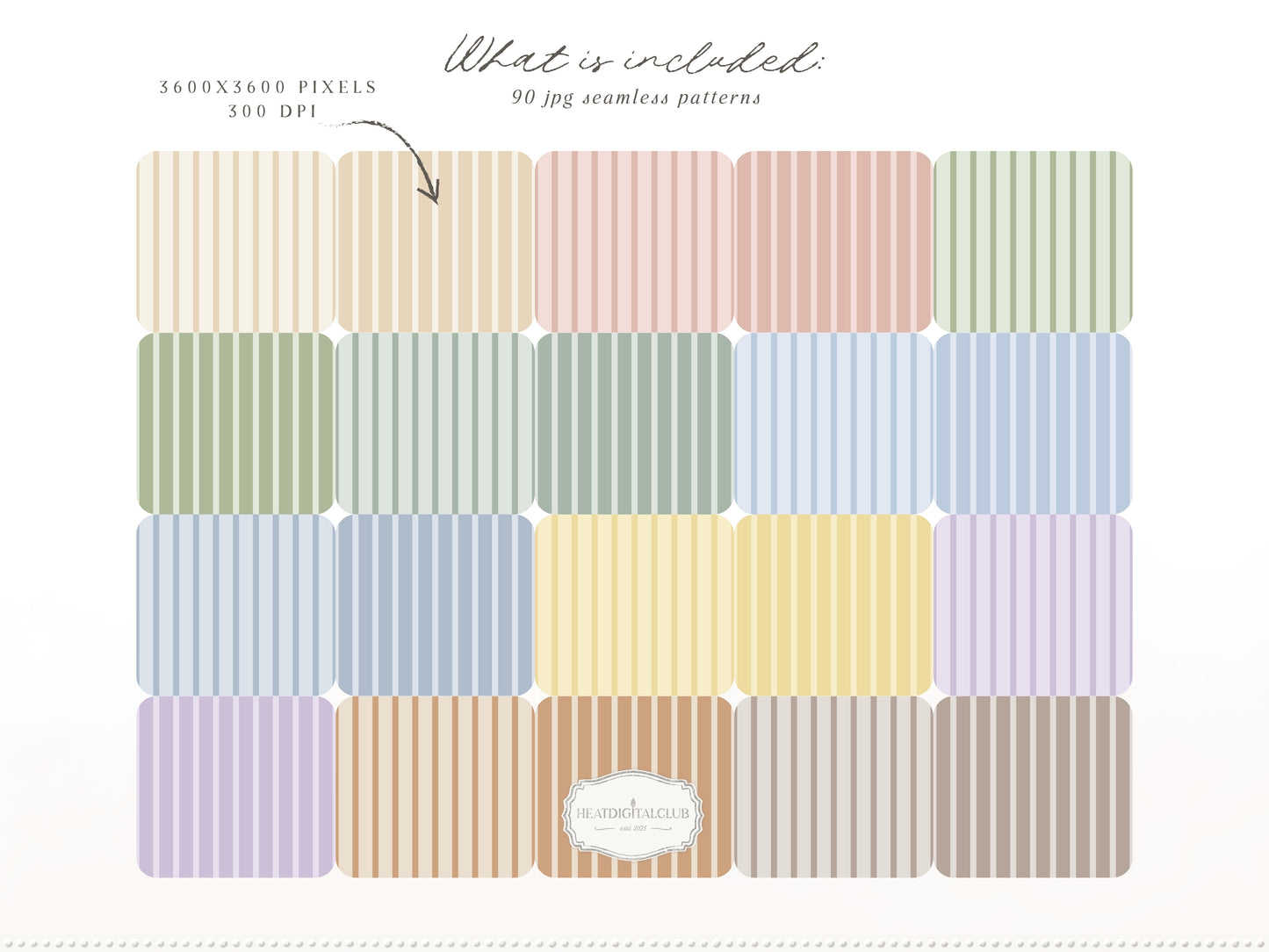 Pastel Stripes Seamless Patterns, Modern Soft Color Collection | 90 JPEG