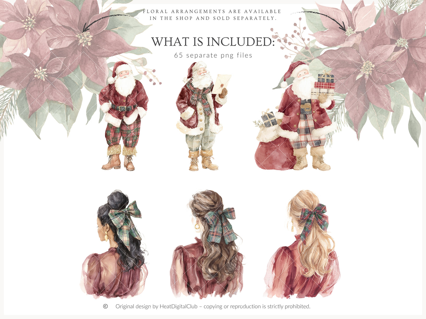 Velvet Noël - Clipart, Cozy Winter Holiday, Christmas, Grandmillennial Cottagecore | 65 PNG
