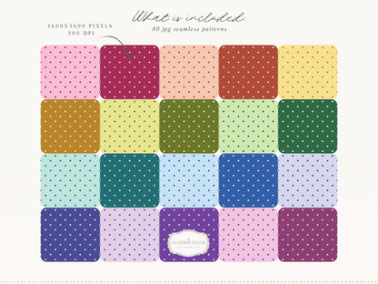 Dopamine Dots - Colorful Polka Dot Seamless Patterns, Paper Collection | 80 JPEG
