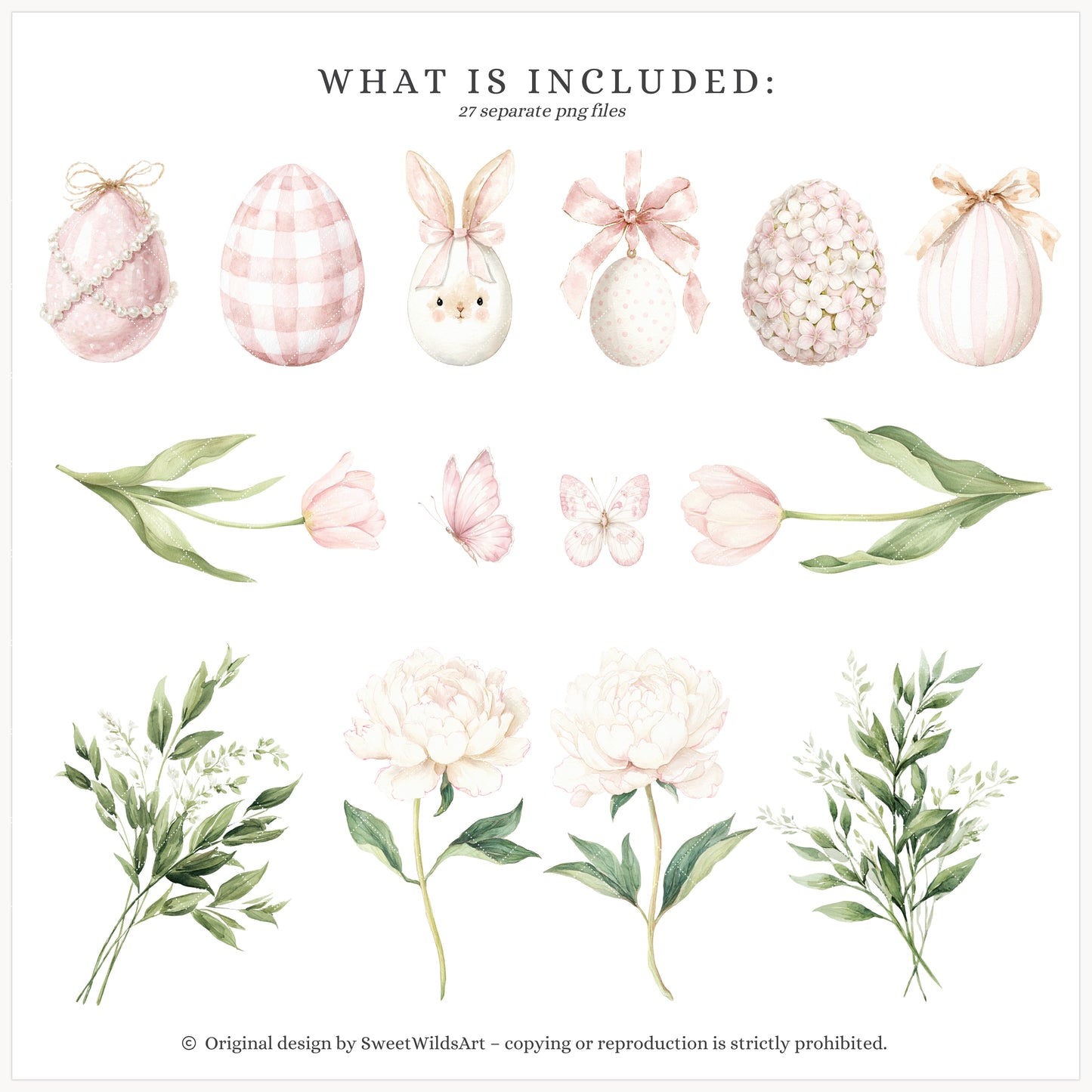 Sweet Meadow - Floral Arrangements Clipart, Spring Tulips, Pink Cottage, Easter Bouquet, Nursery