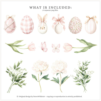 Sweet Meadow - Floral Arrangements Clipart, Spring Tulips, Pink Cottage, Easter Bouquet, Nursery