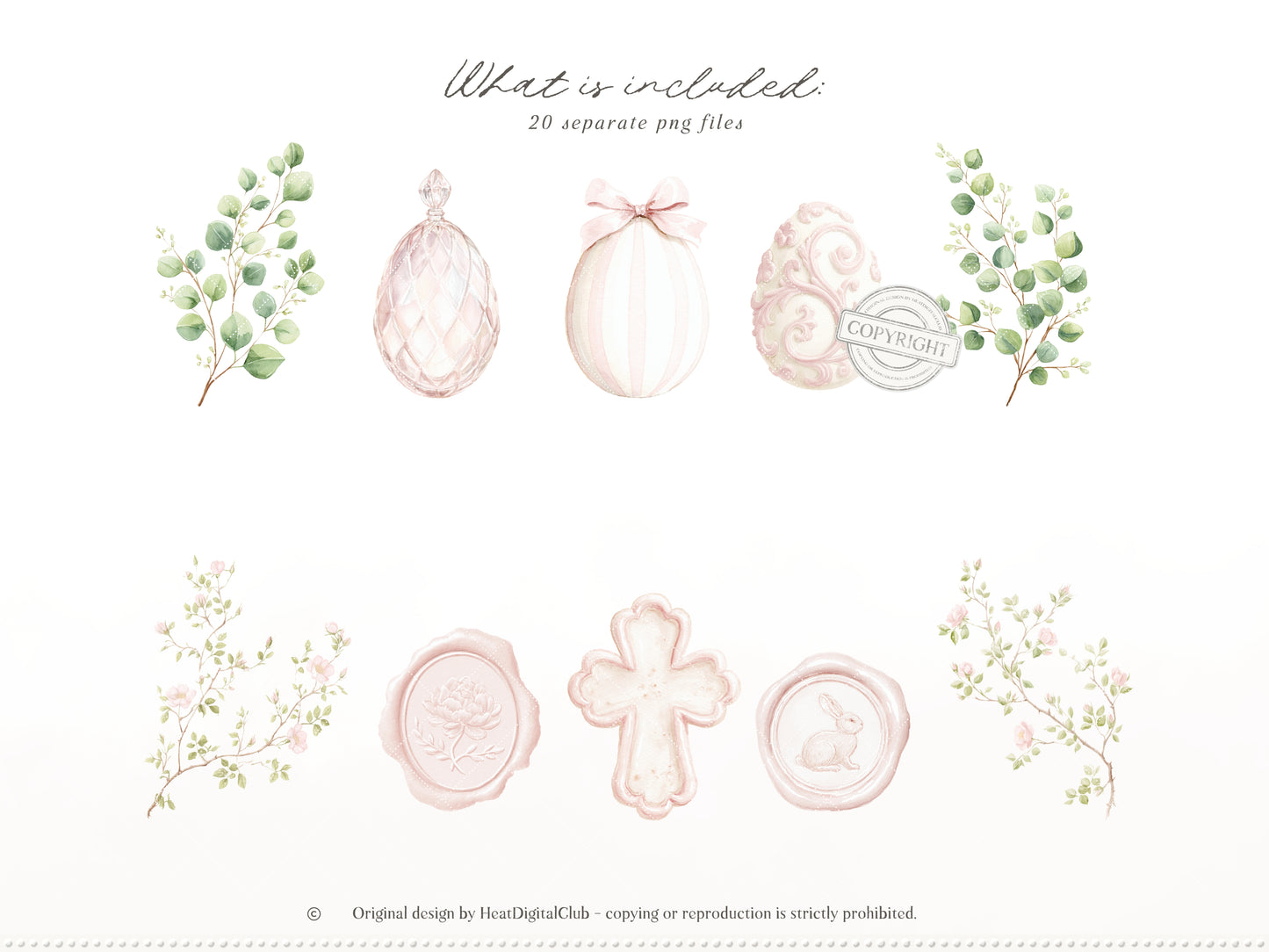 Easter Blush - Floral Arrangements Clipart, Pink Roses Bouquets, Spring Floral, Elegant Easter | 20 PNG