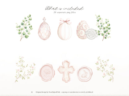 Easter Blush - Floral Arrangements Clipart, Pink Roses Bouquets, Spring Floral, Elegant Easter | 20 PNG