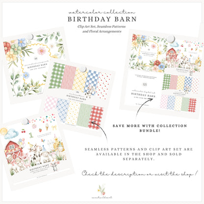 Birthday Barn - Floral Arrangements, Watercolor Flowers, Baby Shower Greenery | 22 PNG