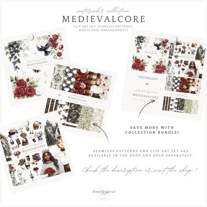 Medievalcore - Floral Arrangements, Red Rose Clipart, Gothic Floral | 14 PNG