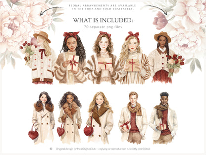 Cherry in Love - Valentine's Day Clipart, Cute Animals, Hearts, Cupcakes, Romantic Love | 70 PNG