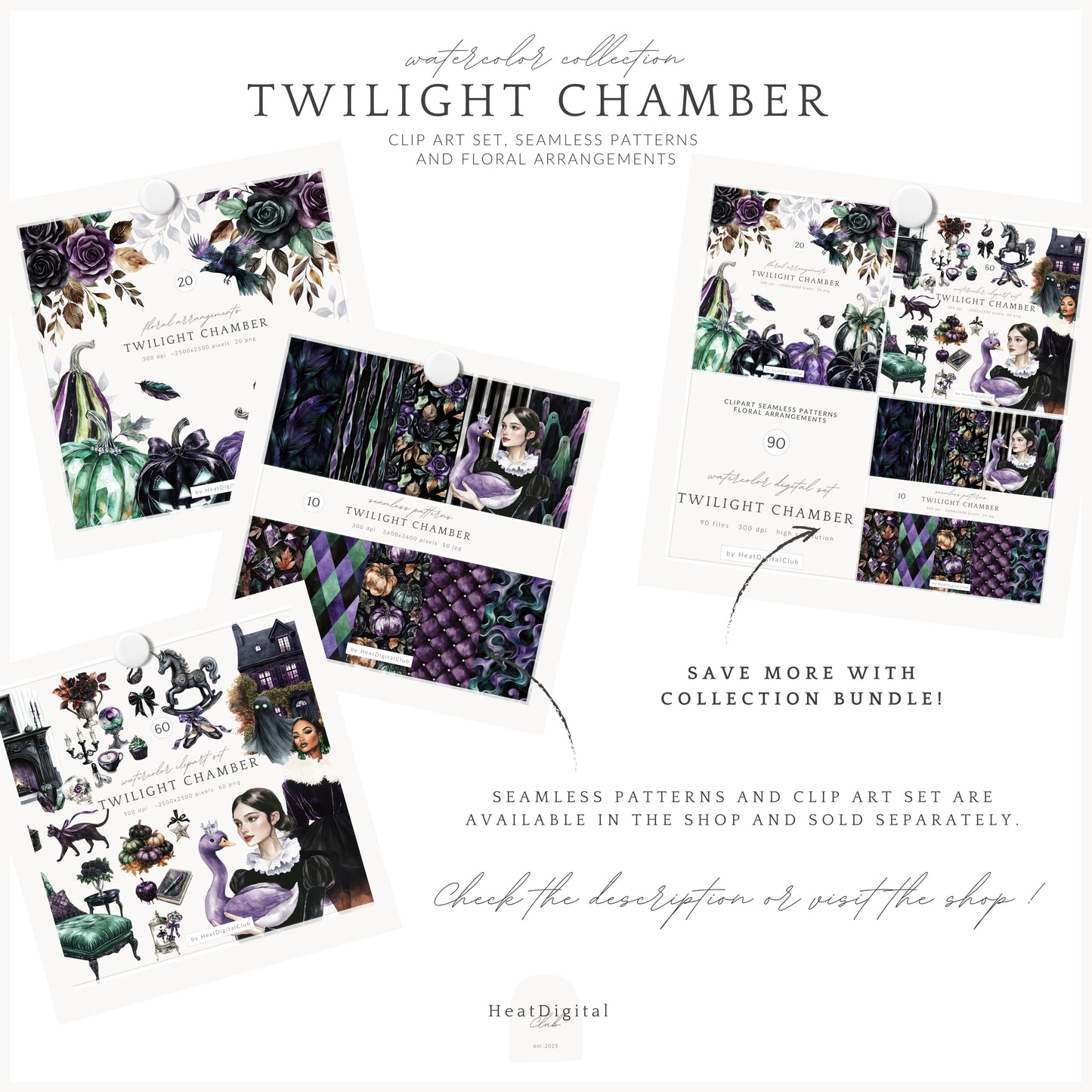 Twilight Chamber - Floral Arrangement, Halloween, Autumn, Gothic Rose | 20 PNG