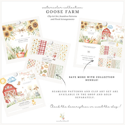Goose Farm - Floral Arrangements Clipart, Sunflower, Autumn  Elements, Country