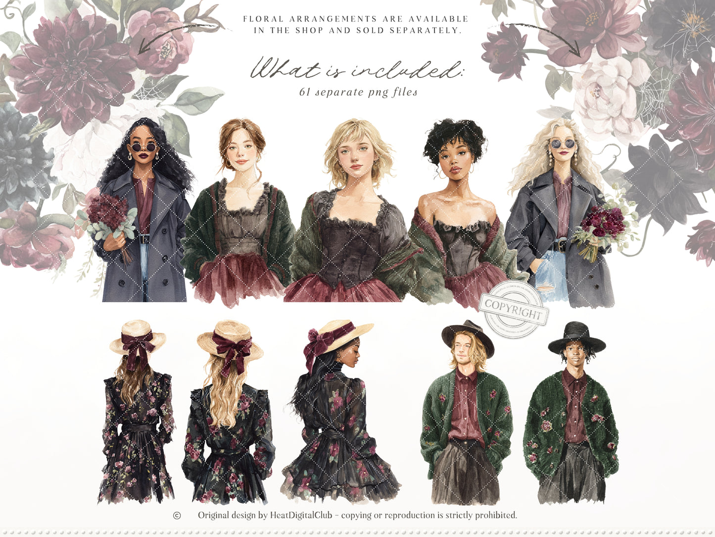 Haunted Spring - Gothic Spring Clipart, Dark Floral Clipart, Moody Spring, Cottagecore | 61 PNG