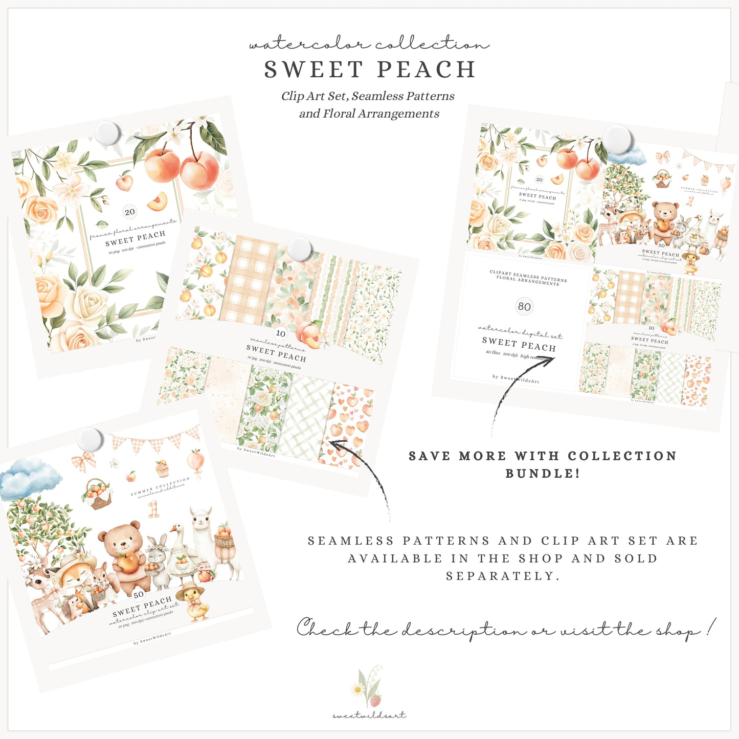 Sweet Peach - Floral Arrangements, Peach Blossom, Jasmine, Cream Roses | 20 PNG