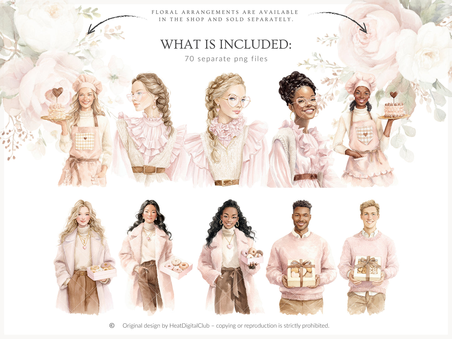 Sweet Romance - Valentine's Day Bakery Clipart, Romantic Baking, Love Aesthetic | 70 PNG