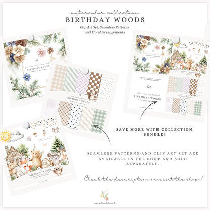 Birthday Woods - Floral Arrangements, Forest Frames and Bouquets, Rustic | 22 PNG