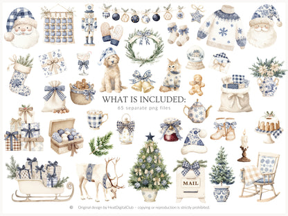 Timeless Noël - Clipart Set, Cozy Winter, Christmas, Grandmillennial  | 65 PNG/JPEG