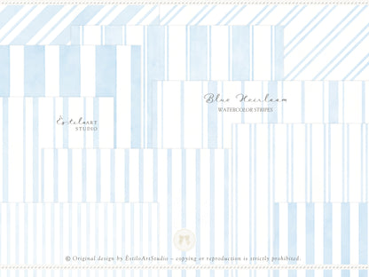 Blue Heirloom - Seamless Patterns, Classic Stripe Gingham Damask Bows, Elegant Digital Paper | 20 JPEG