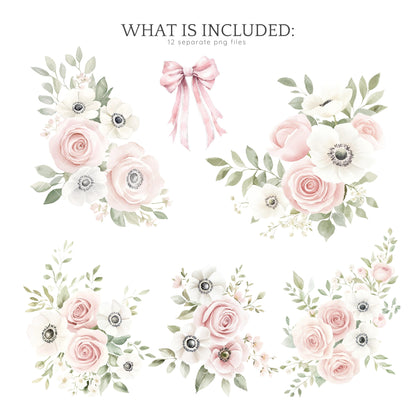 Spring Home - Floral Arrangements ClipArt, Gentle Spring Flowers | 12 PNG
