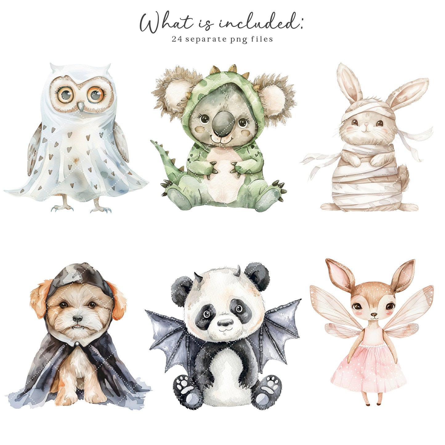 Halloween Paws - Cute Animals, Spooky Clipart, Halloween Costumes, Kids | 24 PNG