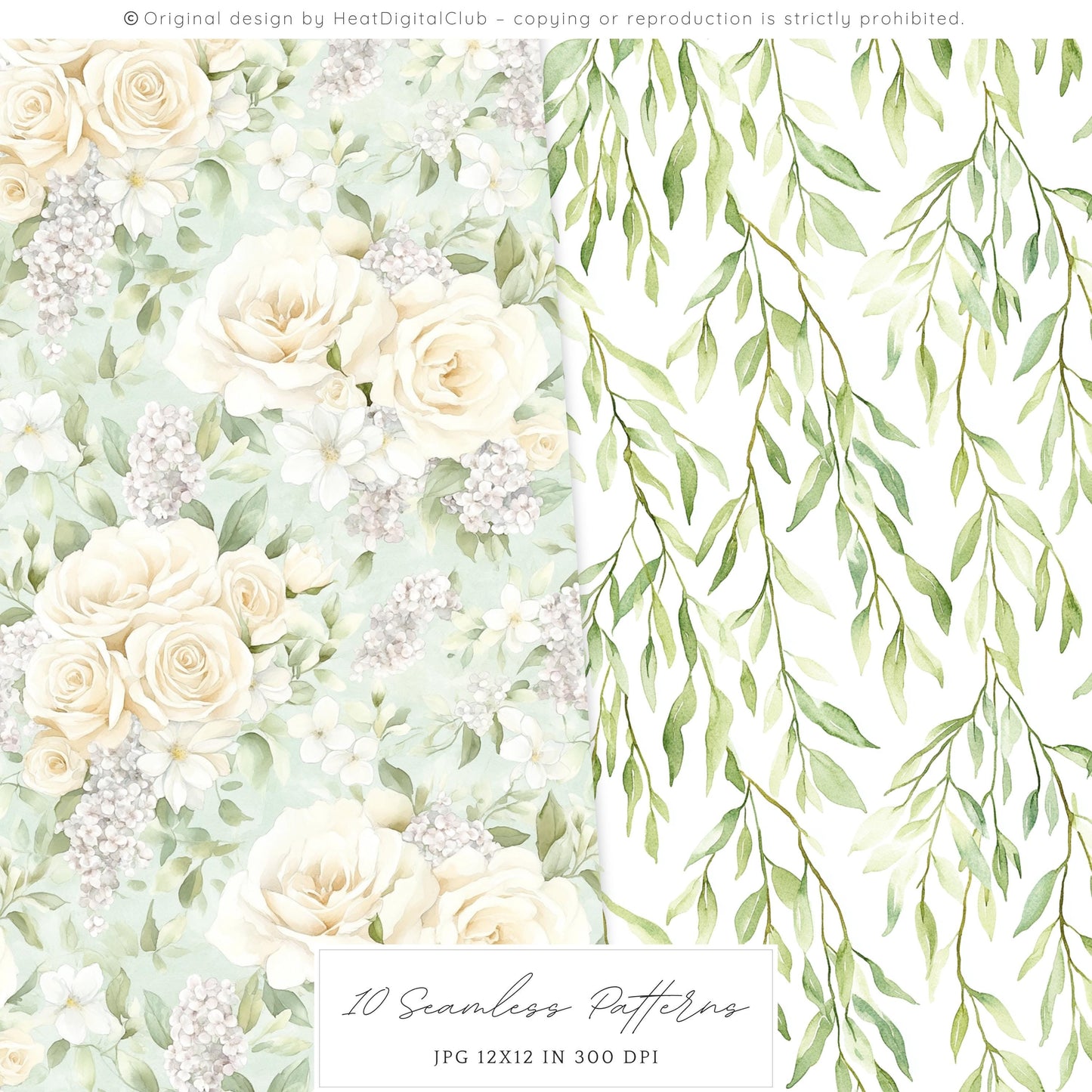 Summer Château - Seamless Patterns,French, Garden Pattern | 10 JPEG