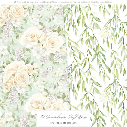 Summer Château - Seamless Patterns,French, Garden Pattern | 10 JPEG